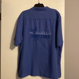 Caribbean Men’s Blue Button Down Short Sleeve Shirt